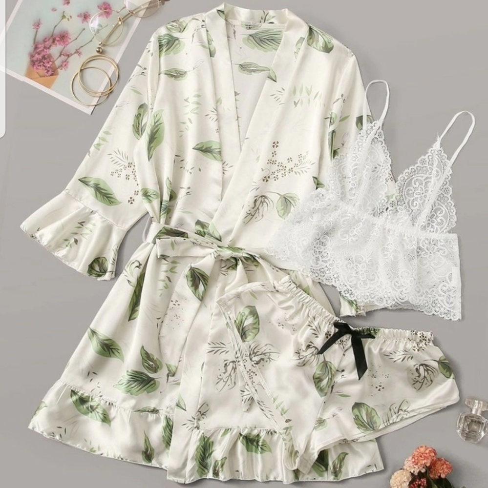 SHEIN 3 Piece Satin Sleepwear Set